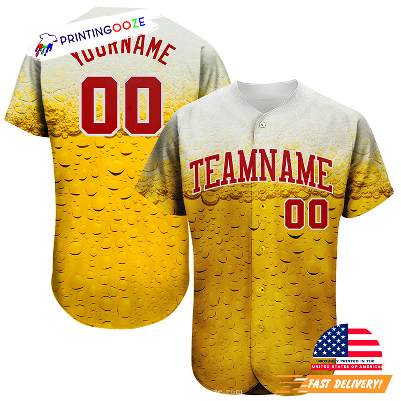 Custom Bubble Of Beer In Glass Beer Day Baseball Jersey