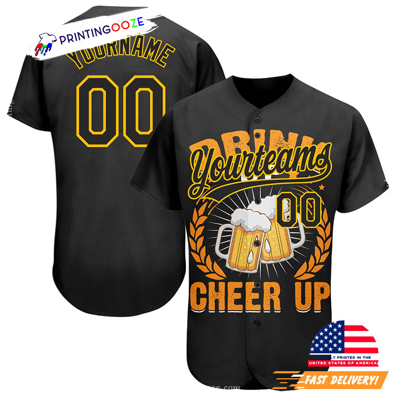 Custom Cheer Up International Beer Day Baseball Jersey