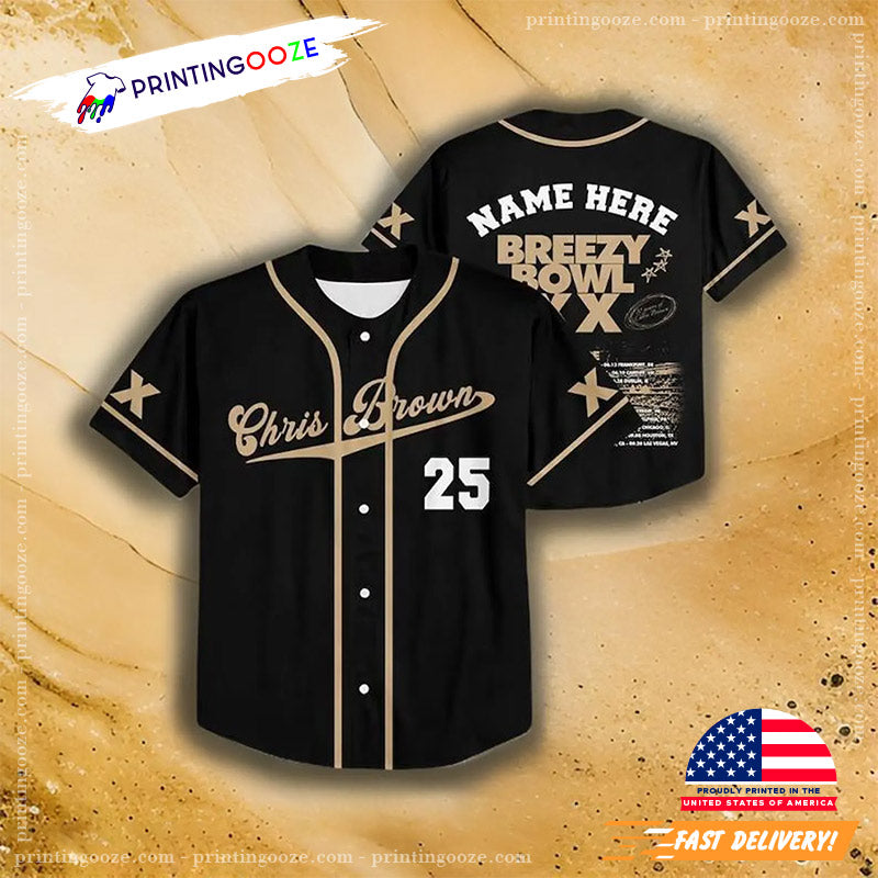 Custom Chris Breezy Breezy Bowl XX Tour Dates Baseball Jersey