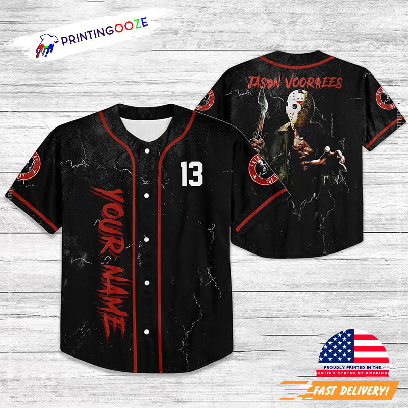 Custom Jason Voorhees Friday The 13th Horror Movie Baseball Jersey