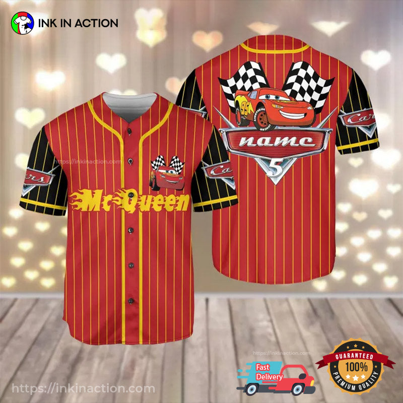 Custom Lightning McQueen Red And Black Baseball Jersey