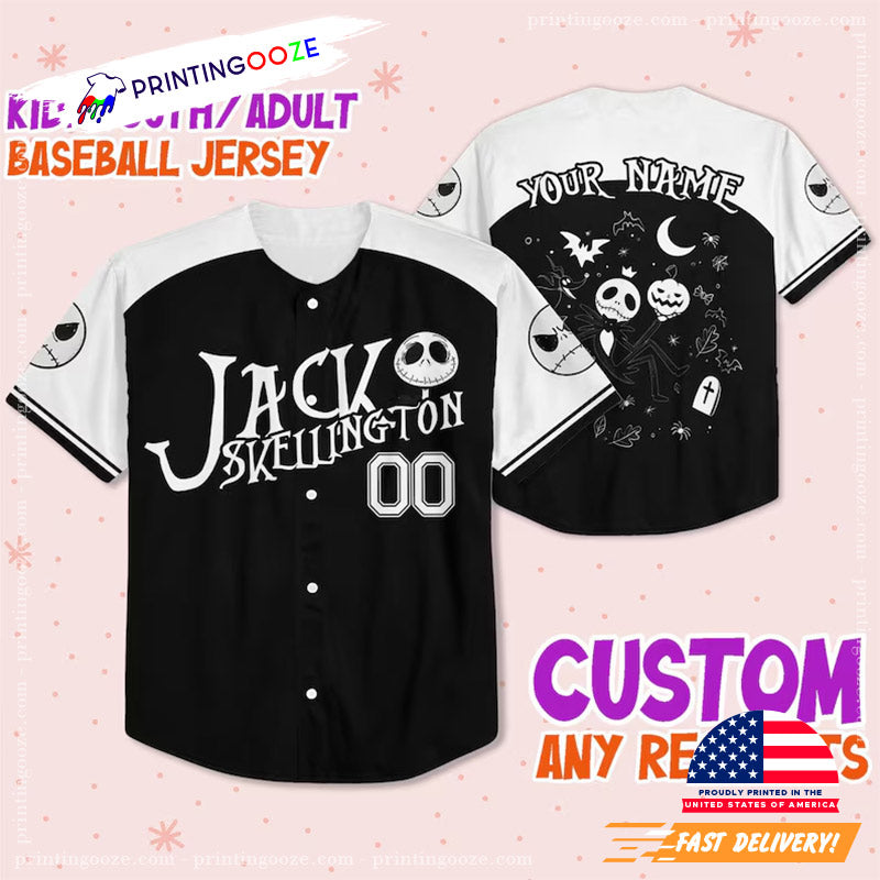 Custom Nightmare Before Jack Skellington Baseball Jersey