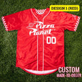 Custom Pizza Planet Baseball Jersey Shirt Red And White NEW