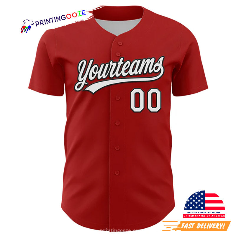Custom Red White-Black Black History Month Baseball Jersey