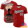 Custom Red White-Black Black History Month Baseball Jersey