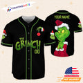 Custom The Grinch Christmas Black Baseball Jersey