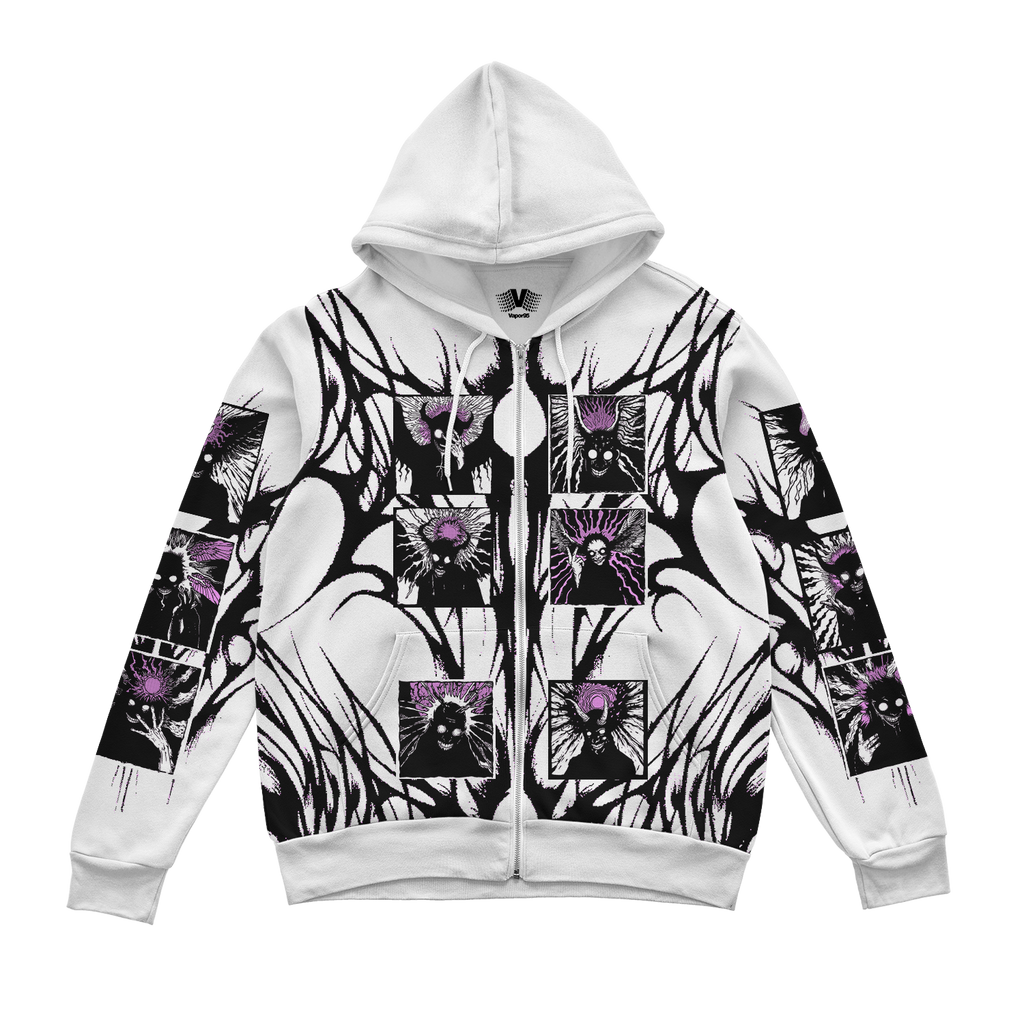 Distress Zip Up Hoodie