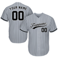 Custom Jersey Baseball - Gift Ideas For Baseball Fans - Pinstripe Gray Black - Father's Day Gifts Baseball