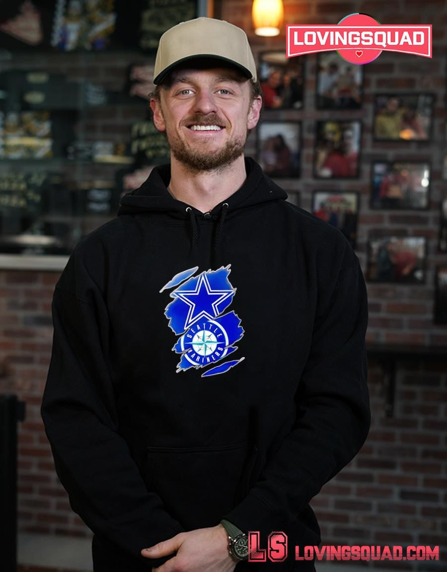 Dallas Cowboys and Seattle Mariners ripped logo T-shirt