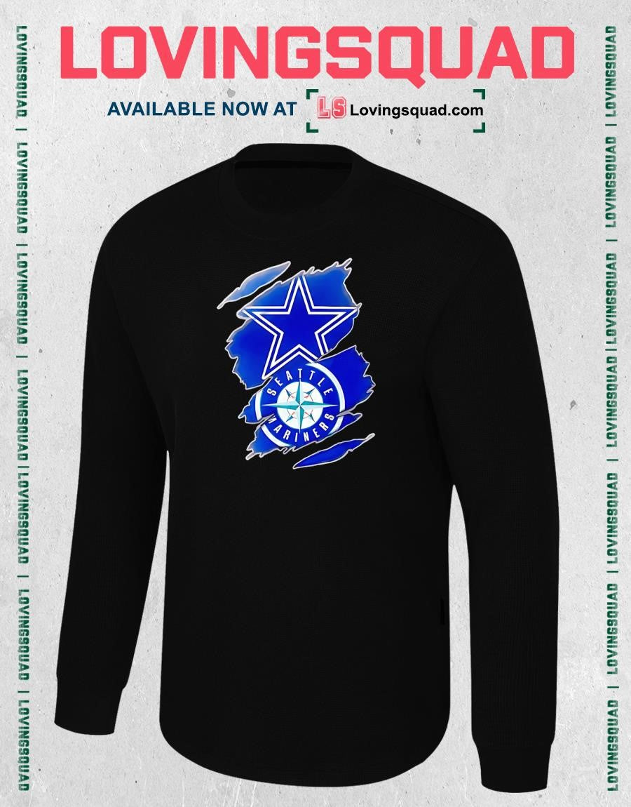 Dallas Cowboys and Seattle Mariners ripped logo T-shirt