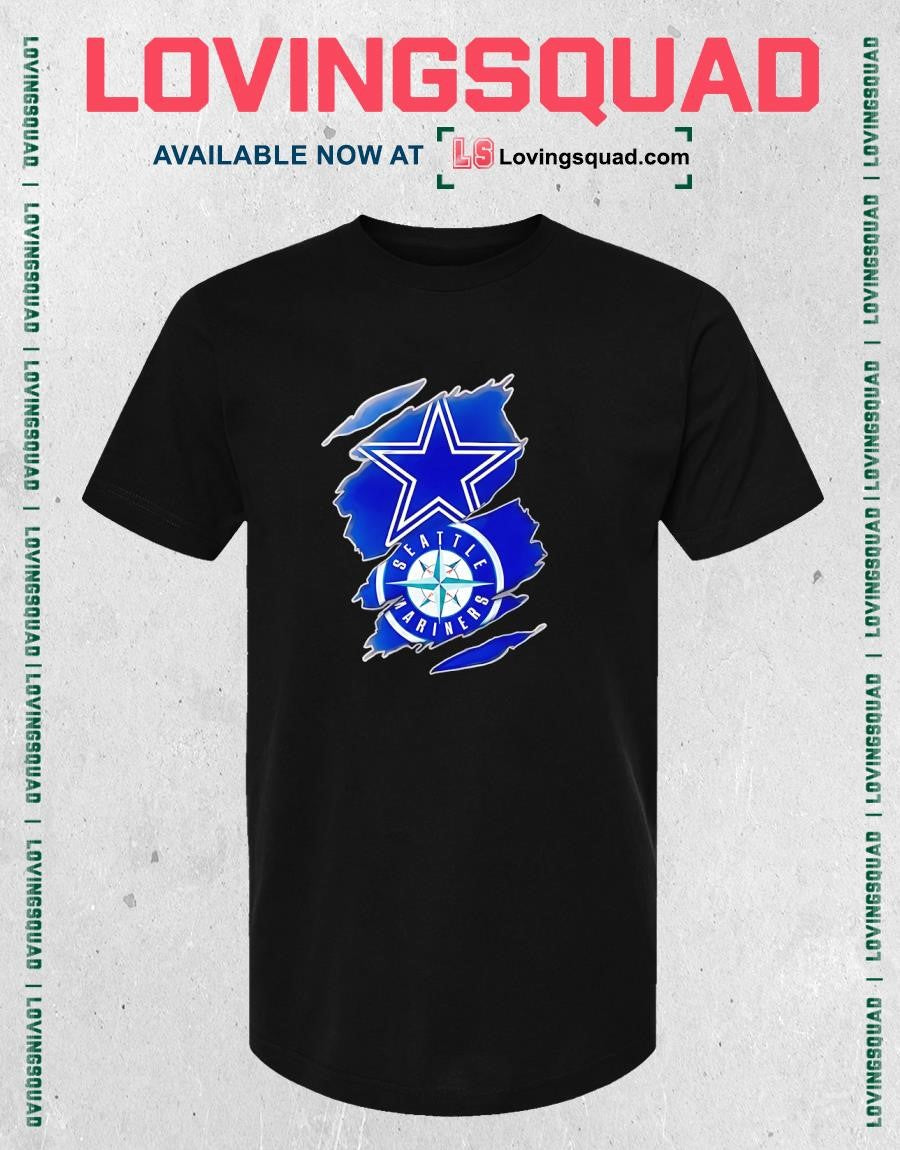 Dallas Cowboys and Seattle Mariners ripped logo T-shirt