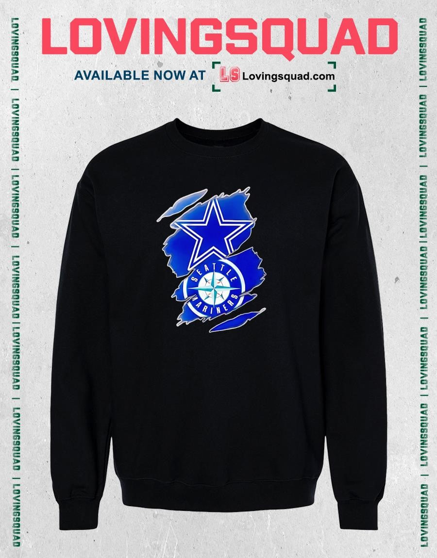Dallas Cowboys and Seattle Mariners ripped logo T-shirt