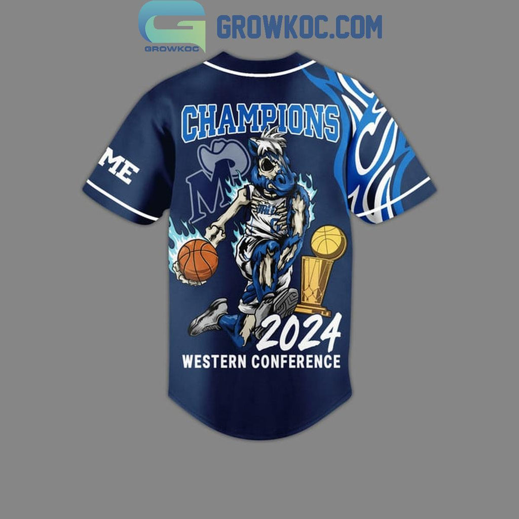 Dallas Mavericks 2024 Champions Personalized Baseball Jersey Navy