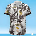 Dark Leaves White MLB Padres Hawaiian Shirt Baseball Fans Gift - Padres Hawaiian Shirt