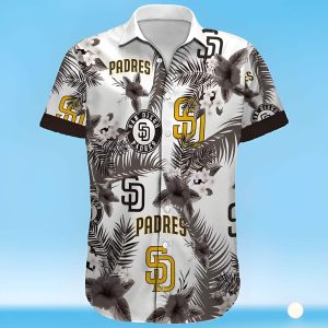 Dark Leaves White MLB Padres Hawaiian Shirt Baseball Fans Gift - Padres Hawaiian Shirt