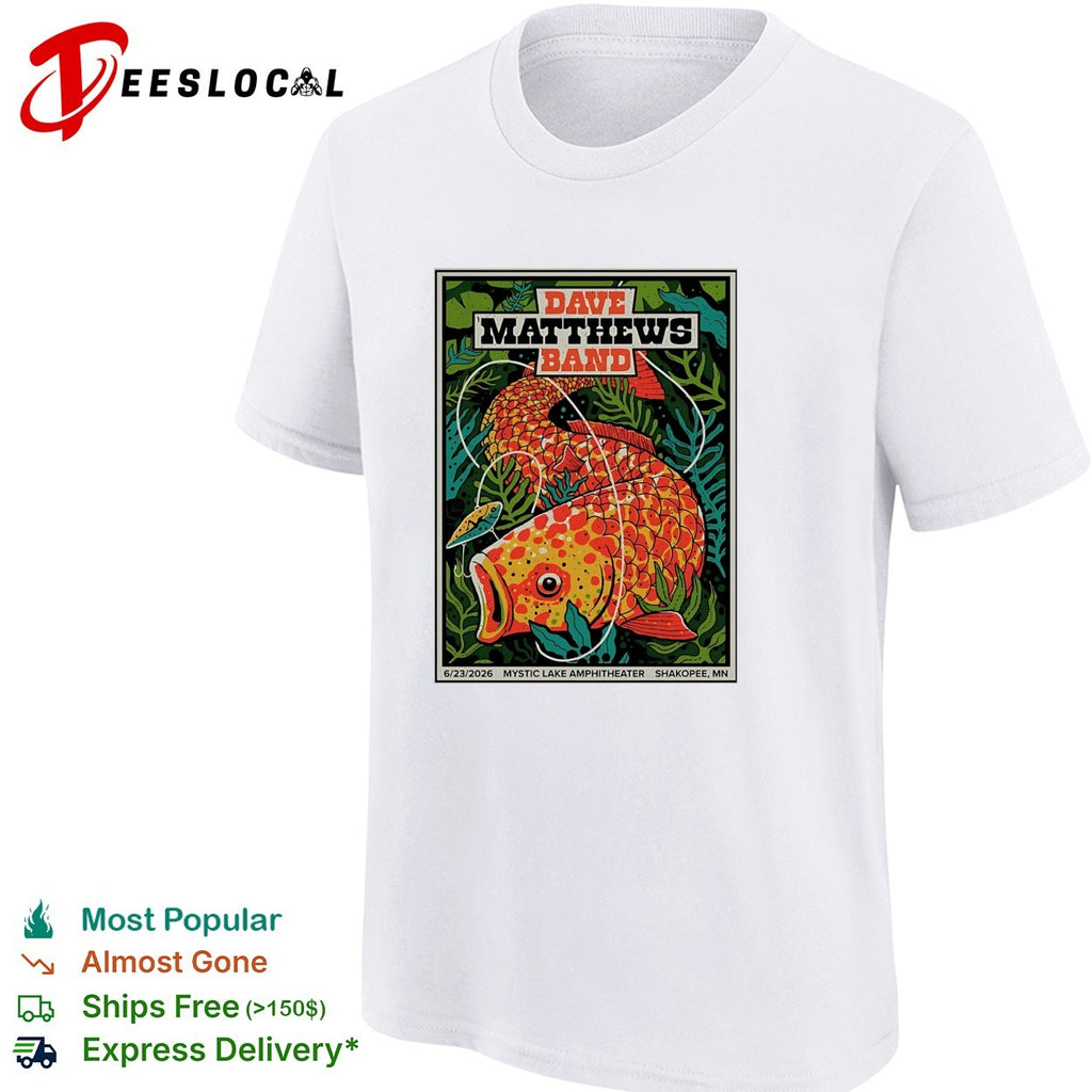 Dave Matthews Band Mystic Lake Amphitheater 2026 fish poster shirt