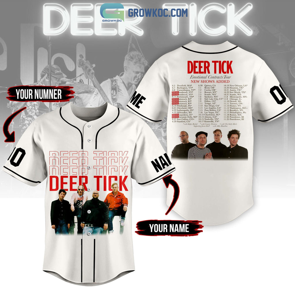 Deer Tick Emotional Contracts Tour Personalized White Design Baseball Jersey