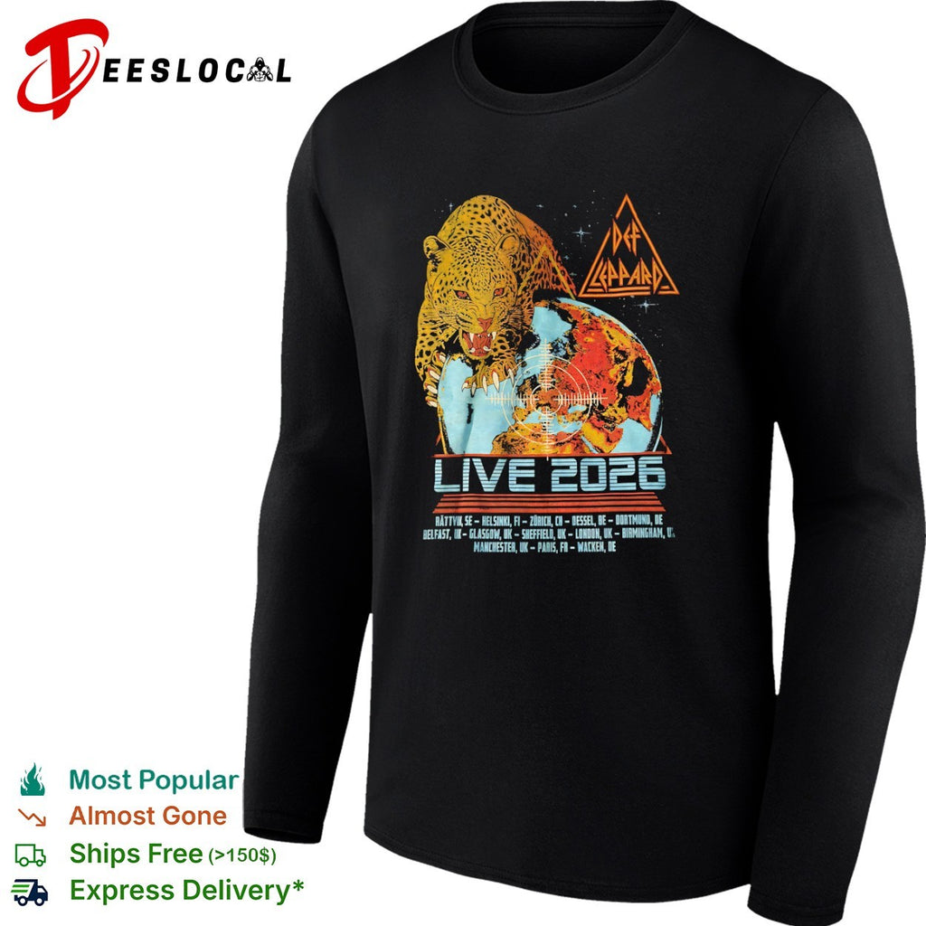 Def Leppard Live 2026 Rättvik Helsinki Zürich Dessel Dortmund Belfast Glasgow shirt