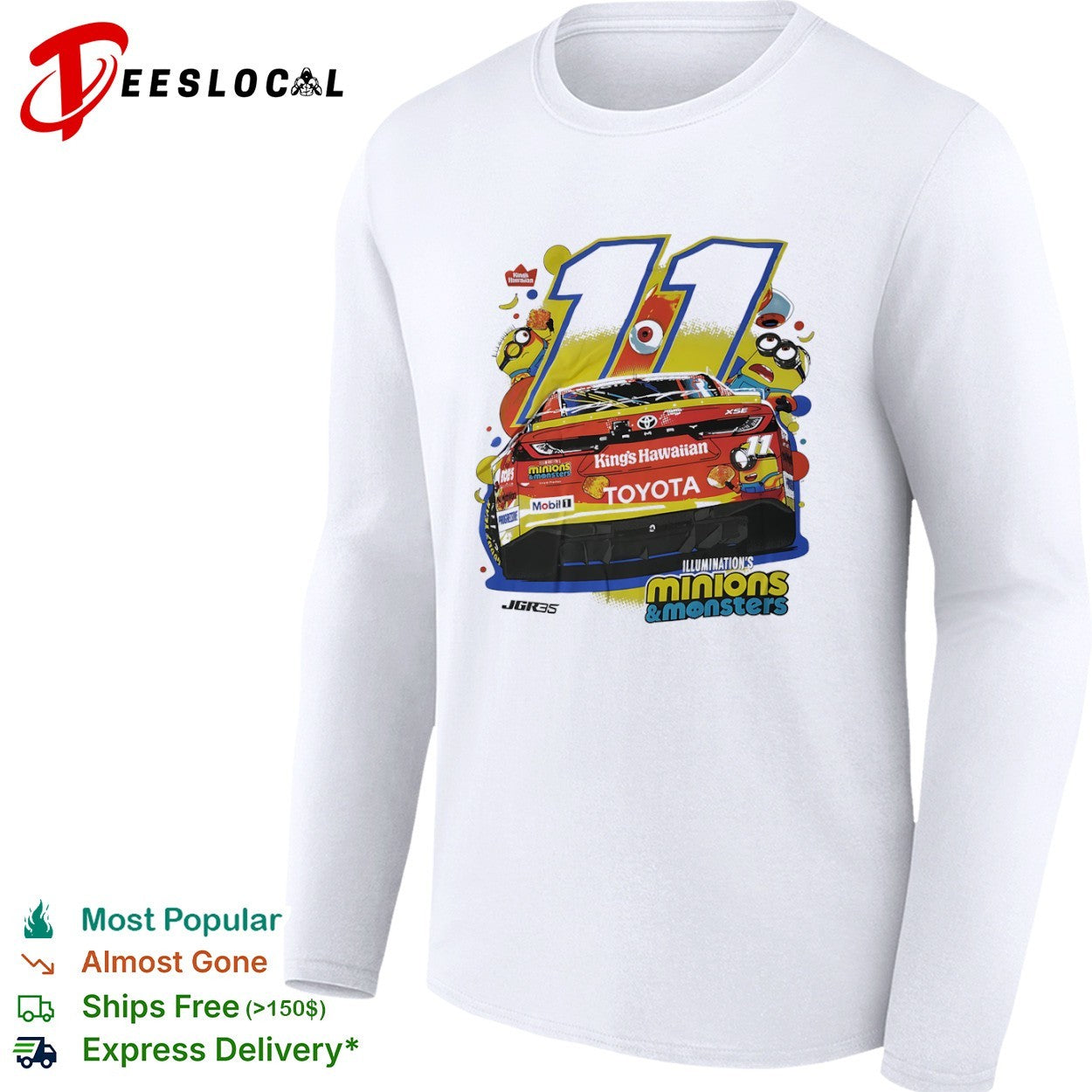Denny Hamlin Joe Gibbs Racing 11 King Hawaiian Minions and Monsters NASCAR shirt