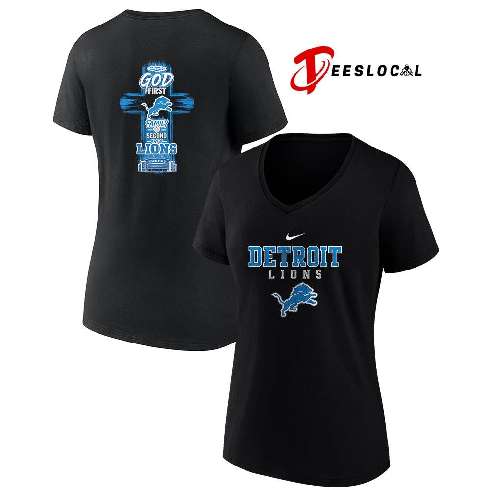 Detroit Lions God first family second cross shirt