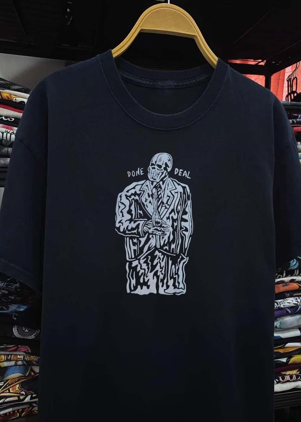 Done Deal Skeleton Man in Suit T-Shirt