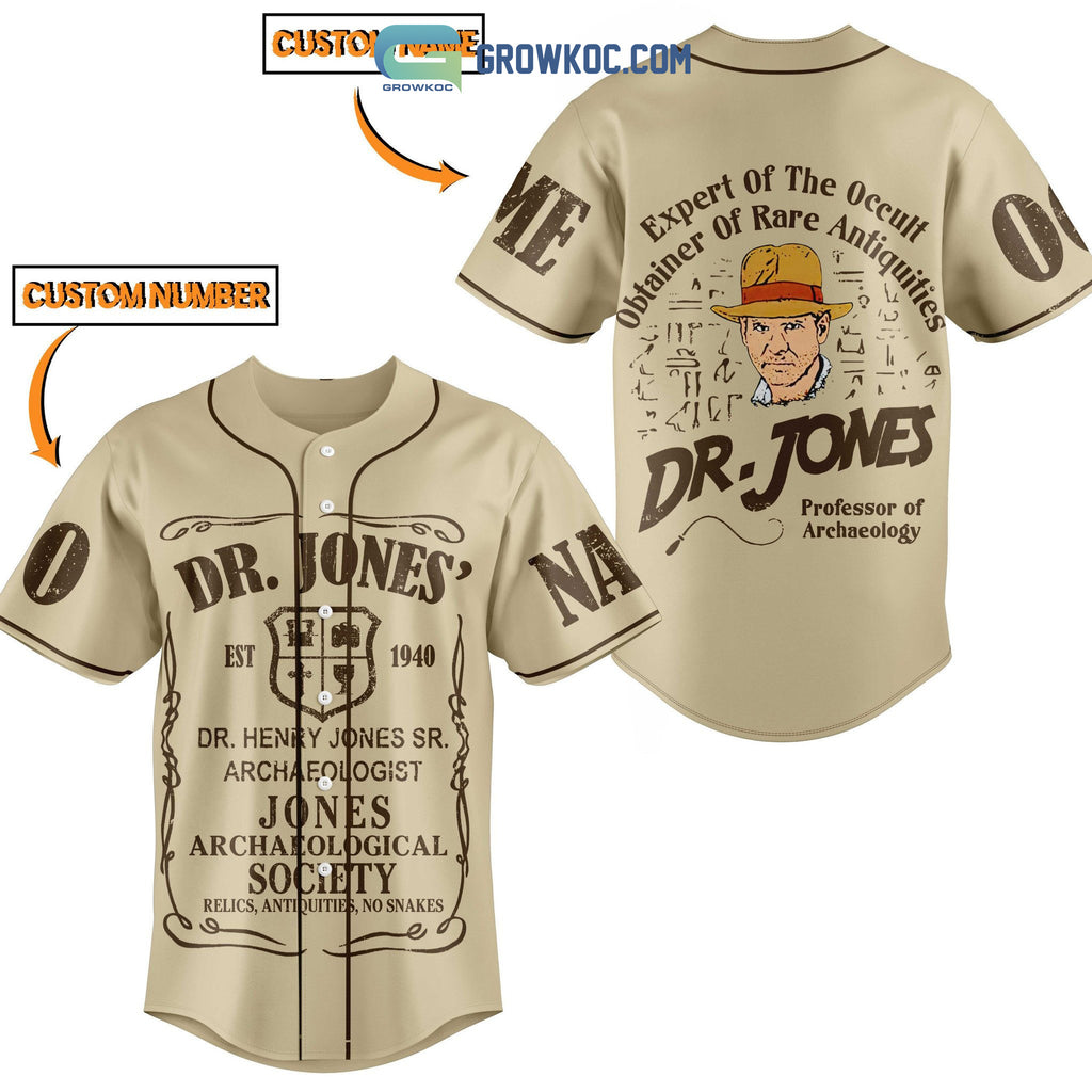 Dr Jones Professor Of Archaeology Personalized Baseball Jersey