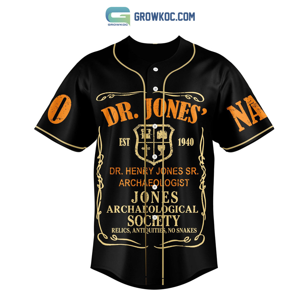 Dr Jones Professor Of Archaeology Personalized Black Design Baseball Jersey