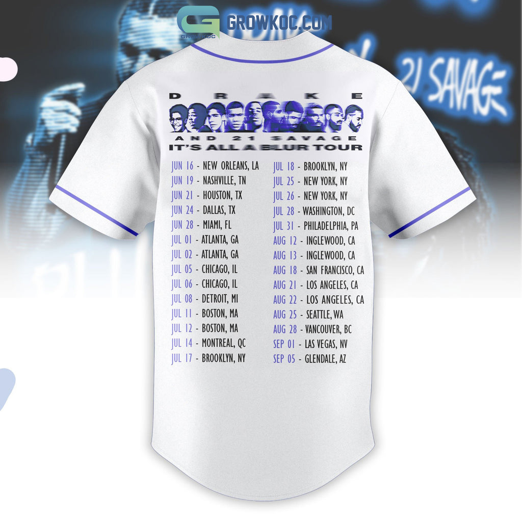 Drake And 21 Savage It’s All A Blur Tour Personalized Baseball Jersey
