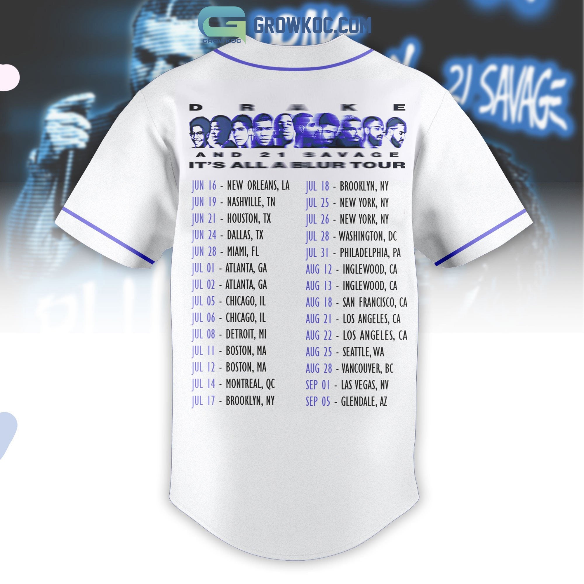 Drake And 21 Savage It’s All A Blur Tour Personalized Baseball Jersey