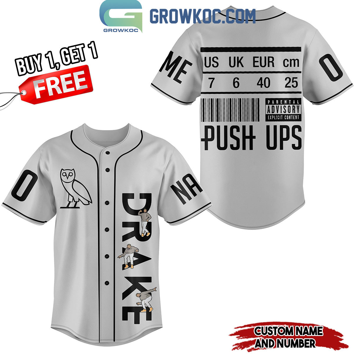 Drake Push Ups Personalized Baseball Jersey