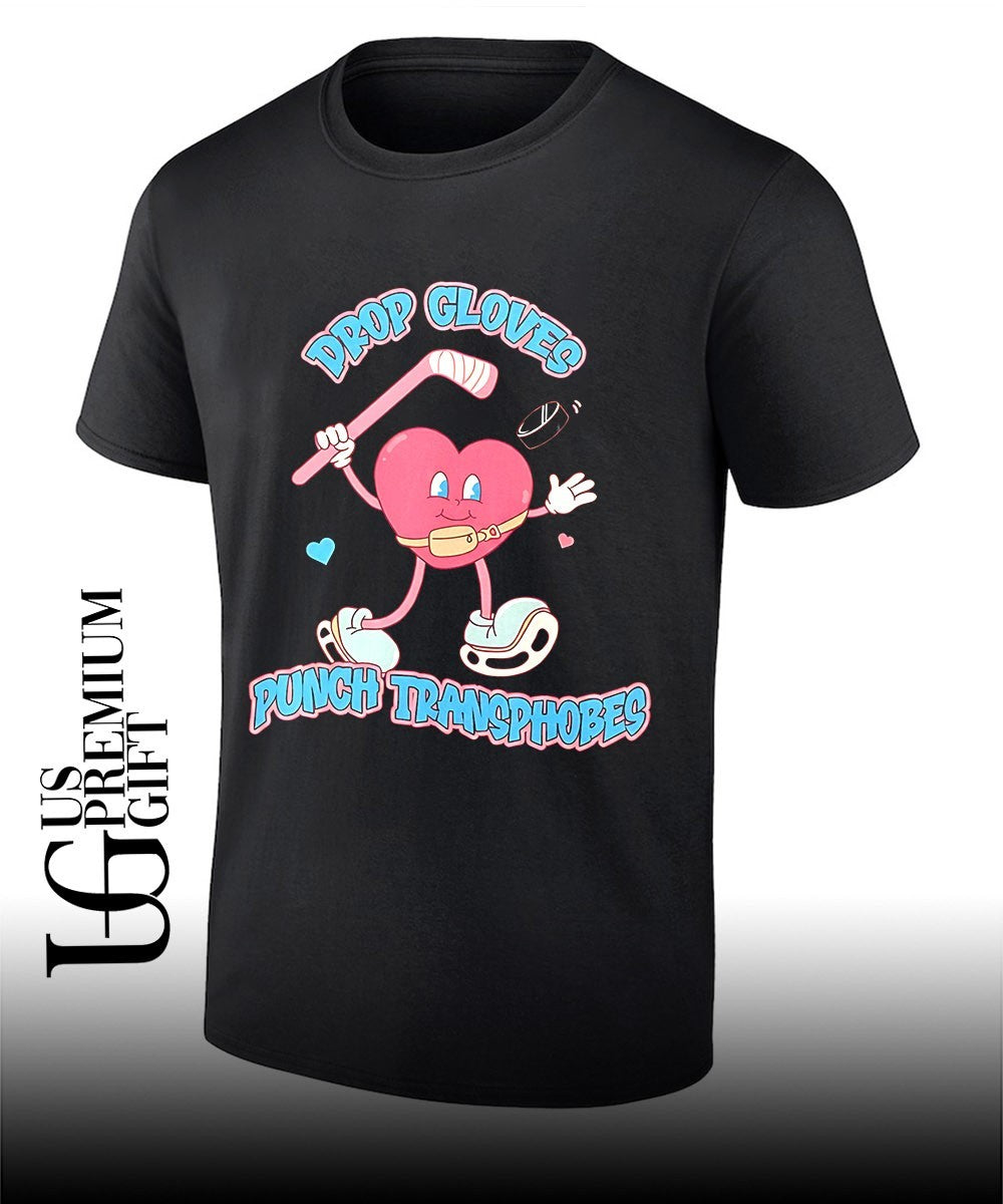 Drop Gloves Punch Transphobes hockey trans rights shirt
