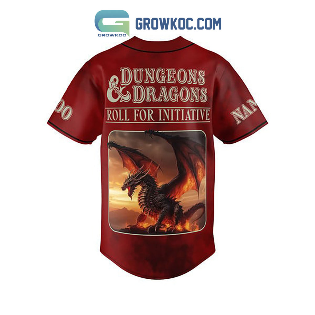 Dungeons & Dragons Roll For Initiative Personalized Baseball Jersey Red Version
