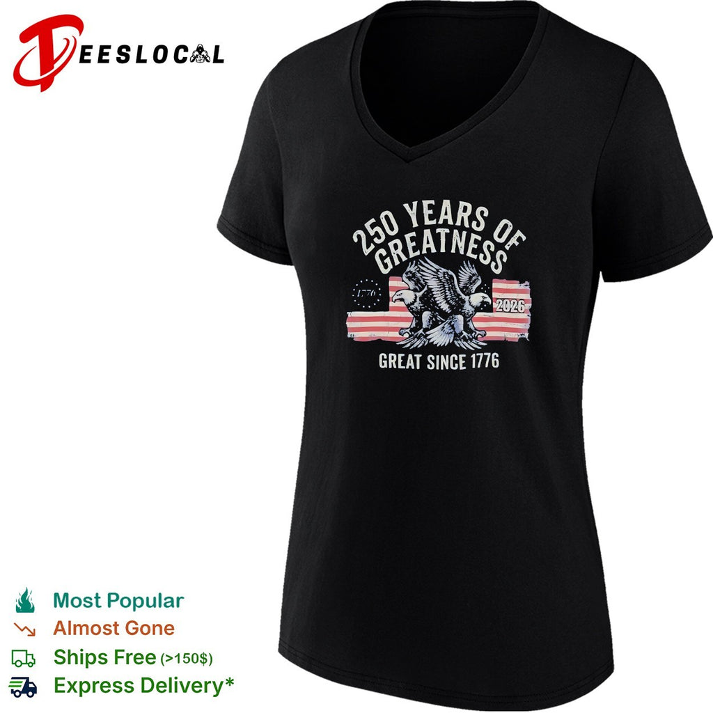 Eagle spreading wings 250 years of greatness 1776 2026 shirt