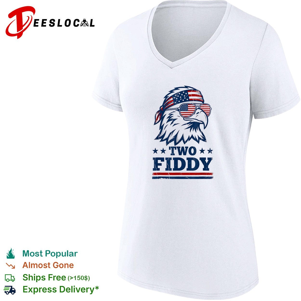 Eagle wearing flag bandana sunglasses two fiddy shirt