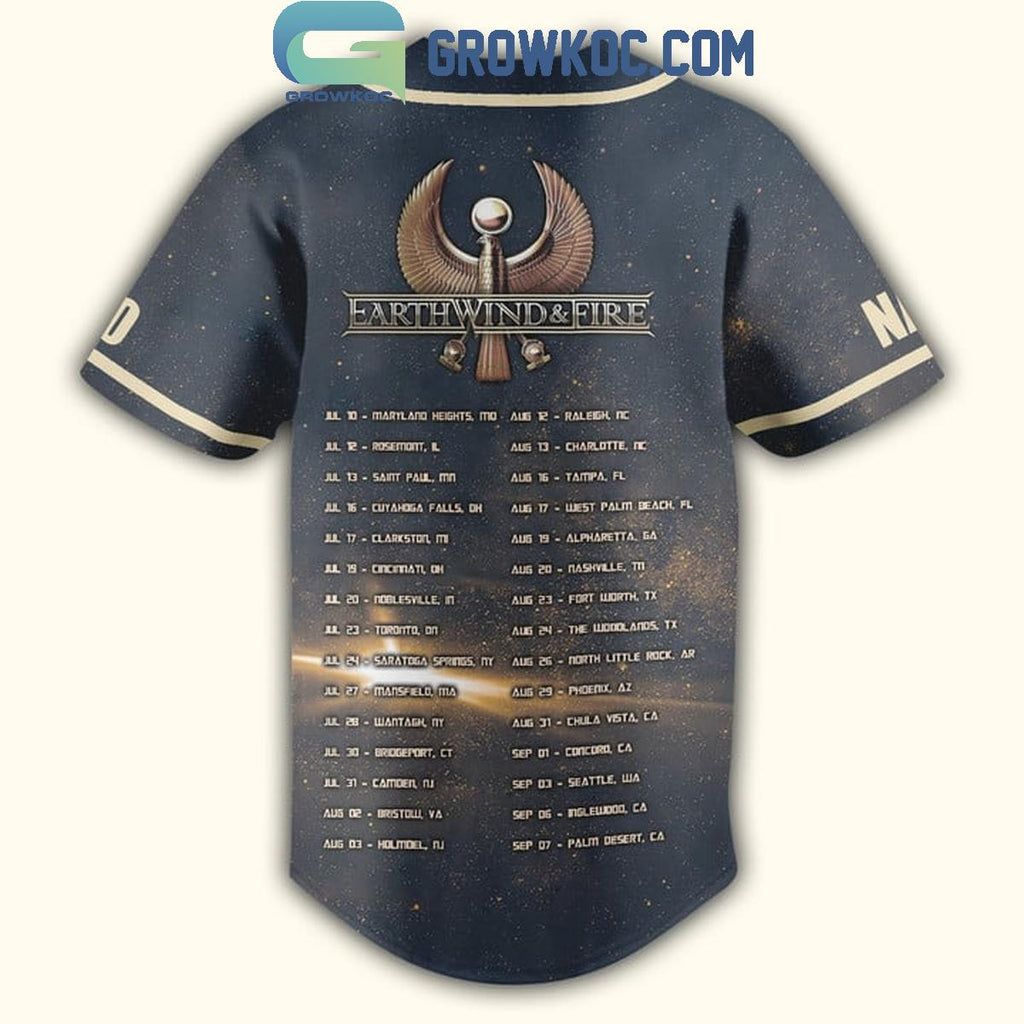 Earth Wind And Fire Schedule Of Heart And Soul 2024 Tour Personalized Baseball Jersey
