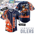 Edmonton Oilers Let’s Go Oilers Flame Personalized Baseball Jersey