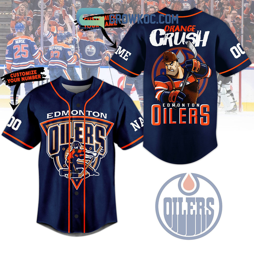 Edmonton Oilers Orange Crush Personalized Baseball Jersey