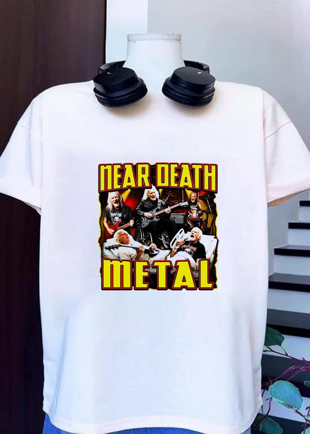 Elderly Rockers Playing Instruments Near Death Metal T-Shirt