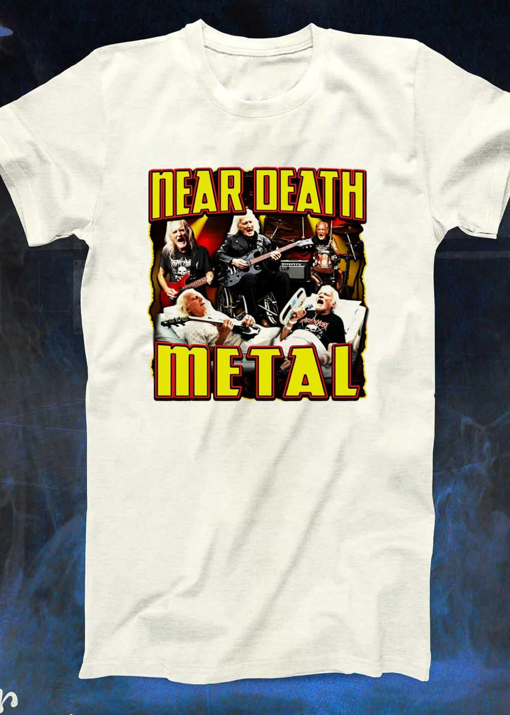 Elderly Rockers Playing Instruments Near Death Metal T-Shirt