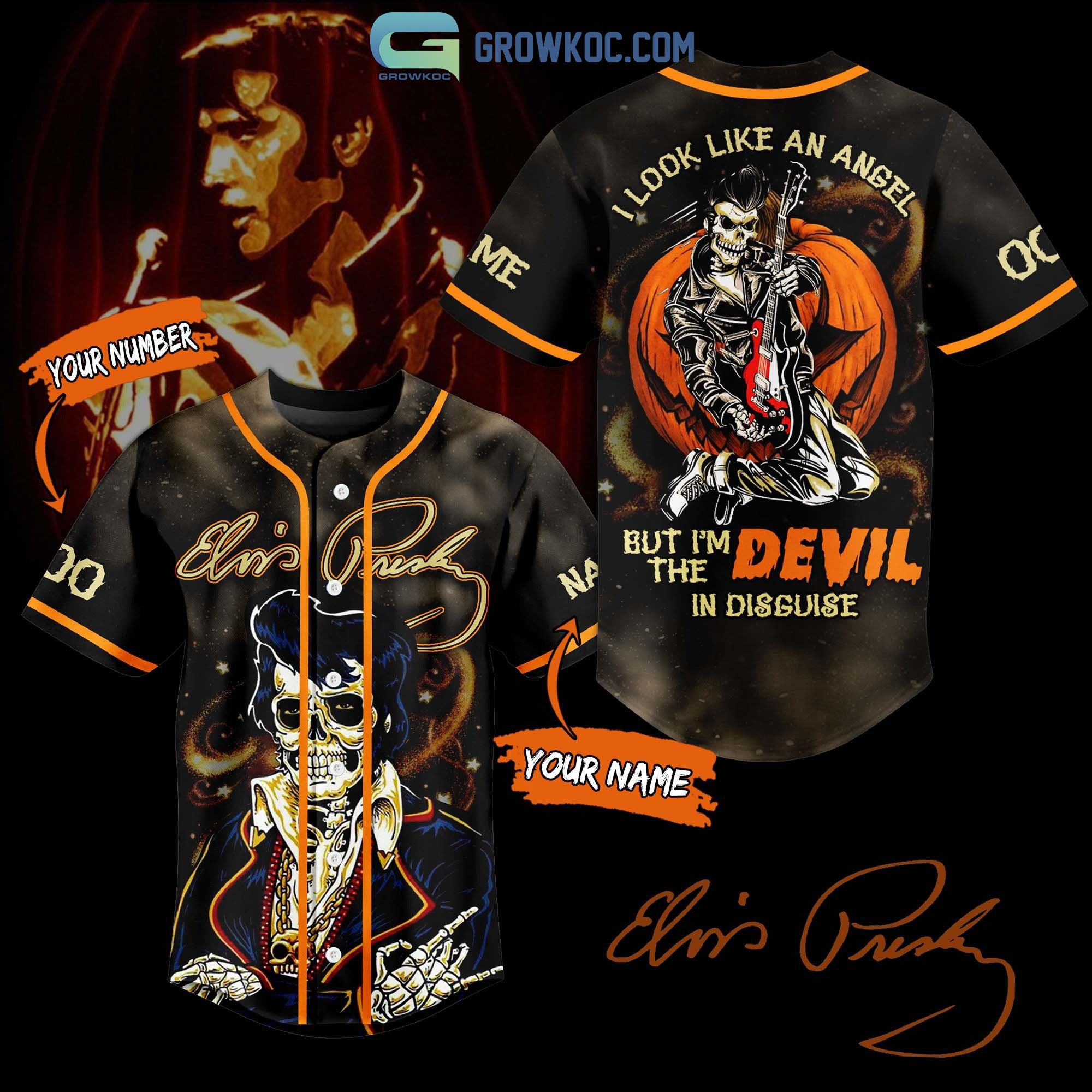 Elvis Presley I Look Like An Angel But I’m The Devil In Disguise Personalized Baseball Jersey