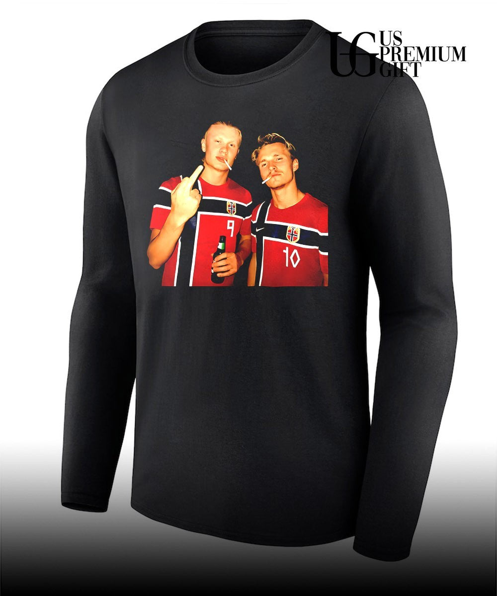 Erling Haaland and Martin Odegaard Norway smoking middle finger FIFA 2026 World Cup shirt