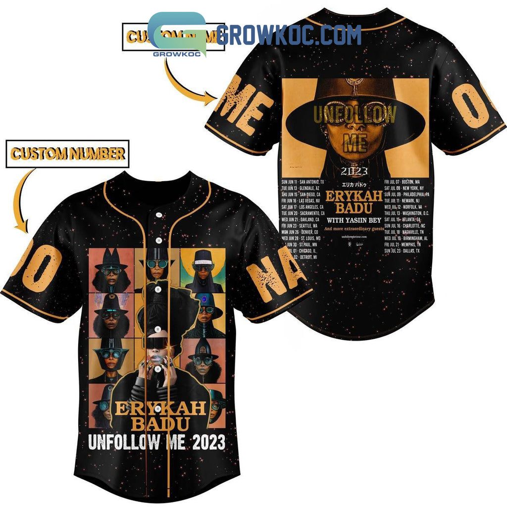 Erykah Badu Unfollow Me 2023 Tour Personalized Baseball Jersey
