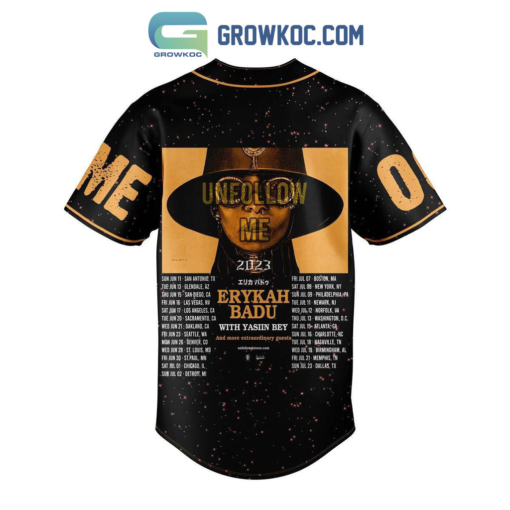Erykah Badu Unfollow Me 2023 Tour Personalized Baseball Jersey