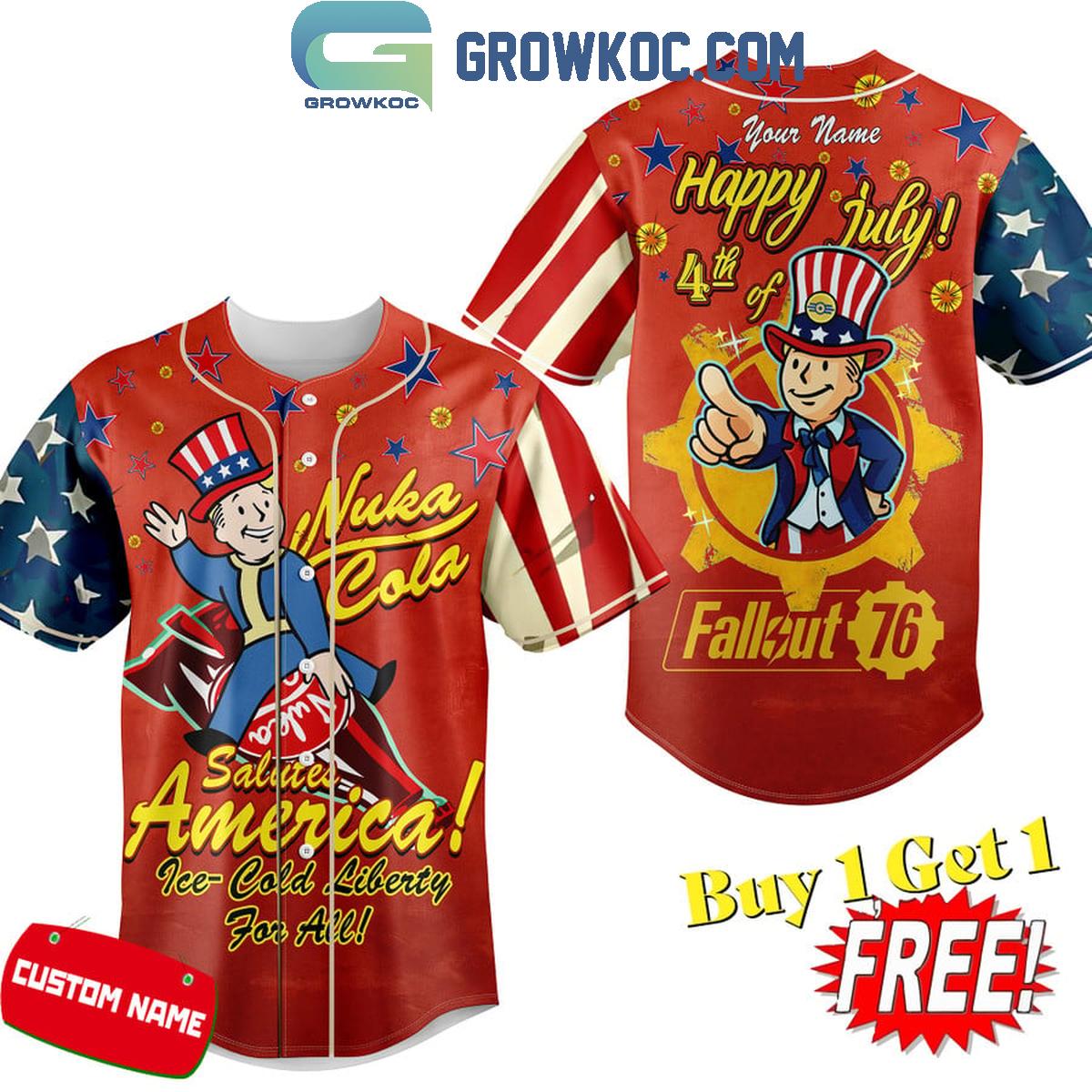 Fallout Happy 4th Of July Salut America Personalized Baseball Jersey
