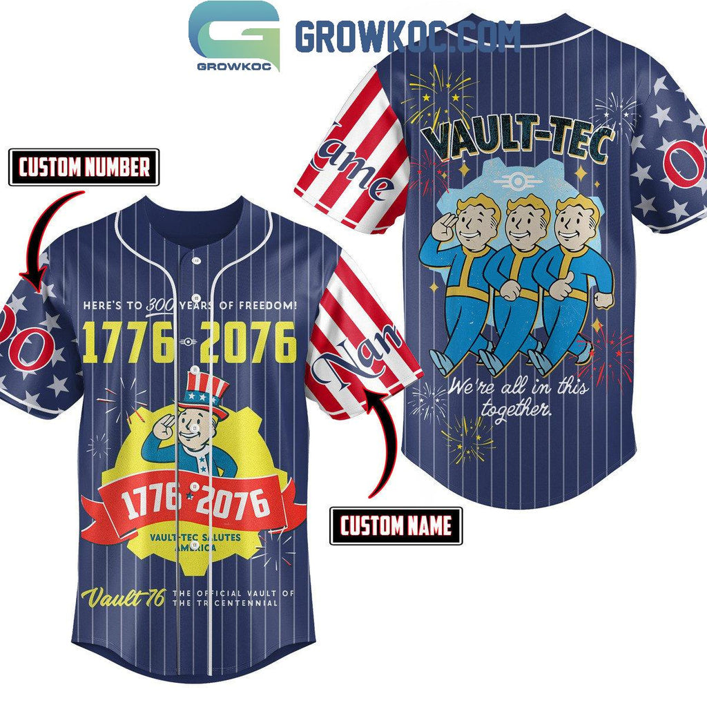 Fallout Vault-Tec 1776-2076 We’re All In This Together Personalized Baseball Jersey