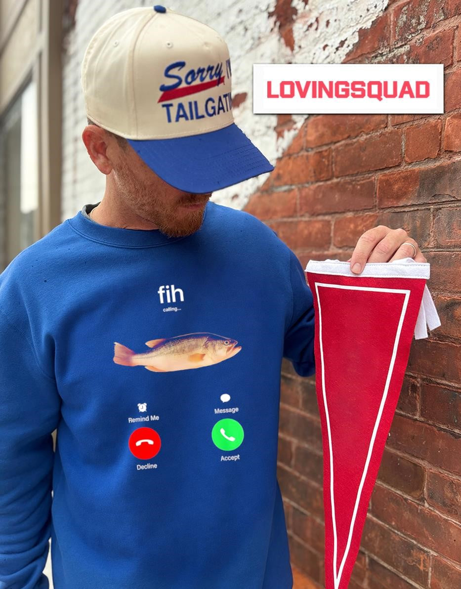 Fih Calling Remind me Message Decline Accept Phone Call Fish T-Shirt