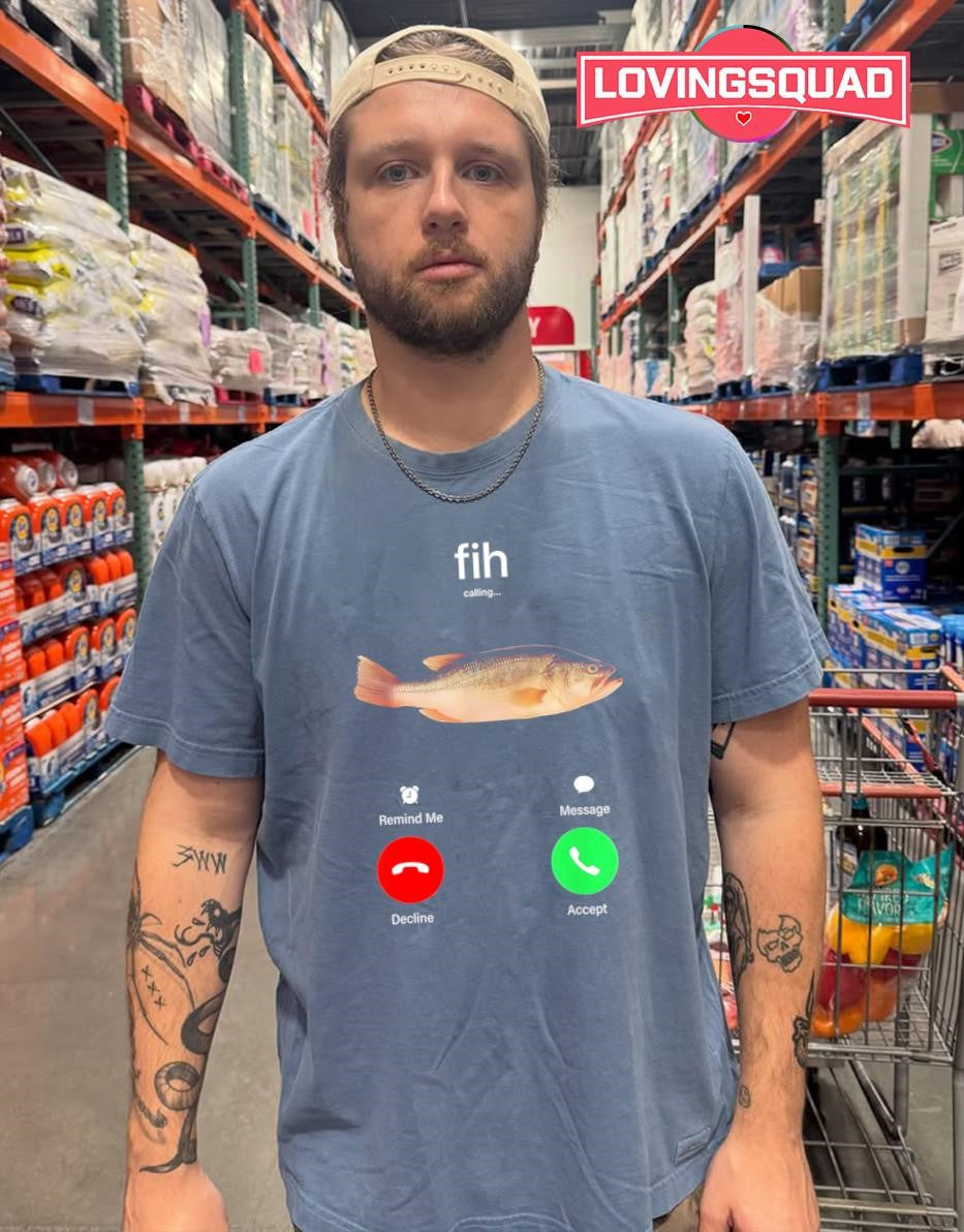Fih Calling Remind me Message Decline Accept Phone Call Fish T-Shirt