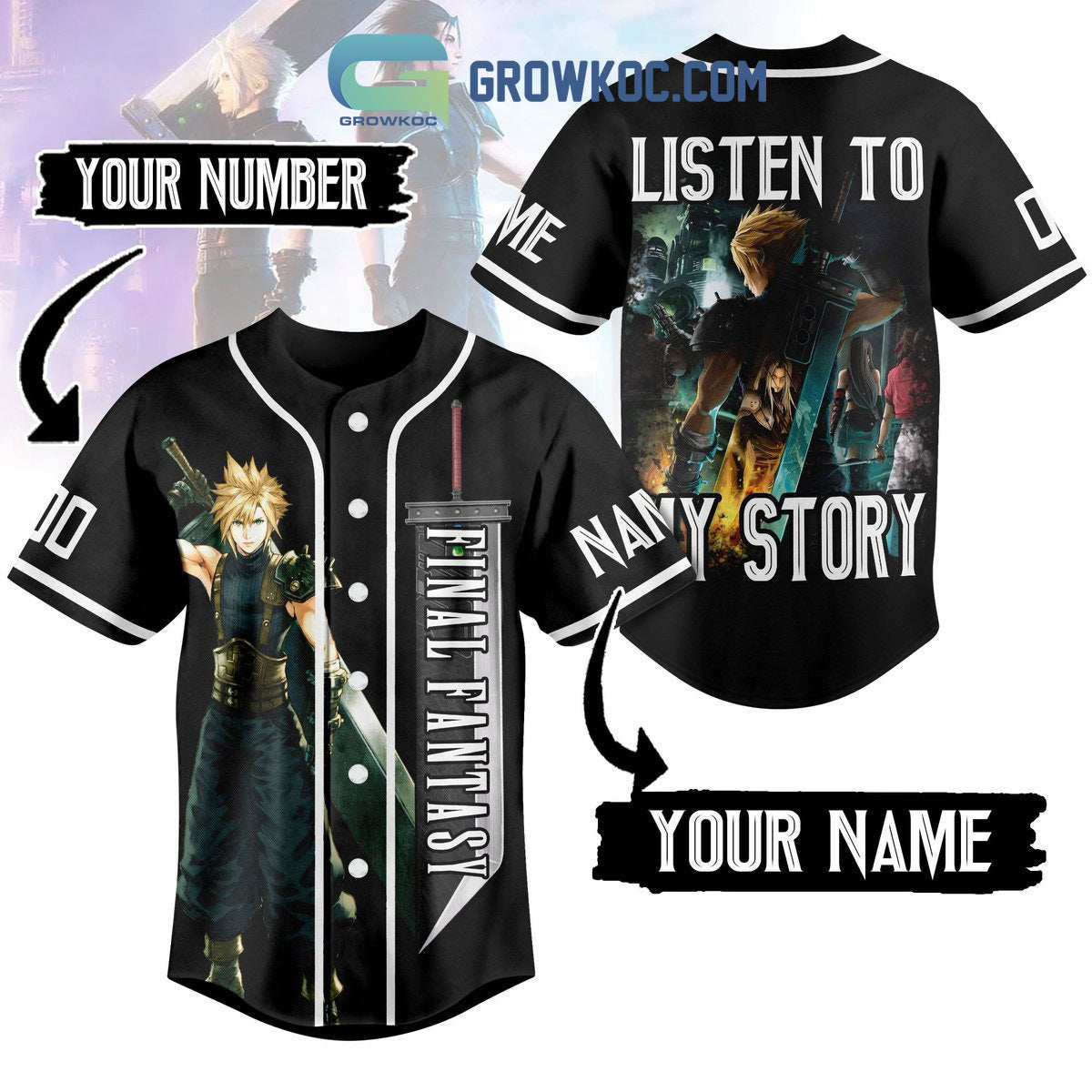 Final Fantasy Listen To My Story Love Personalized Baseball Jersey