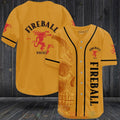 FASHION Fireball Cinnamon Whisky Skull Baseball Jerseys Botton Shirt