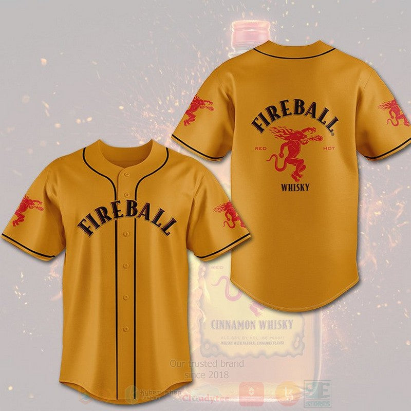 FASHION Fireball Whiskey Baseball Jerseys Botton Shirt